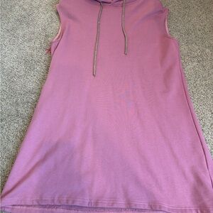 QOS Sleeveless Pink Hoodie Dress